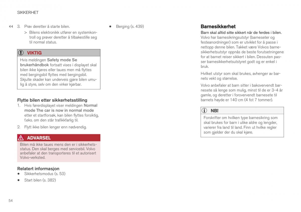 Volvo XC40 bruksanvisningen / page 56