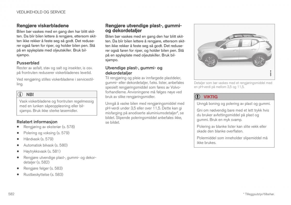 Volvo XC40 bruksanvisningen / page 584