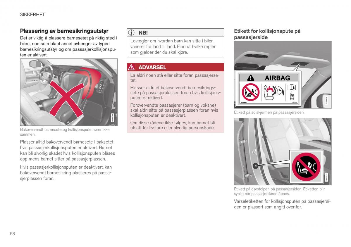 Volvo XC40 bruksanvisningen / page 60