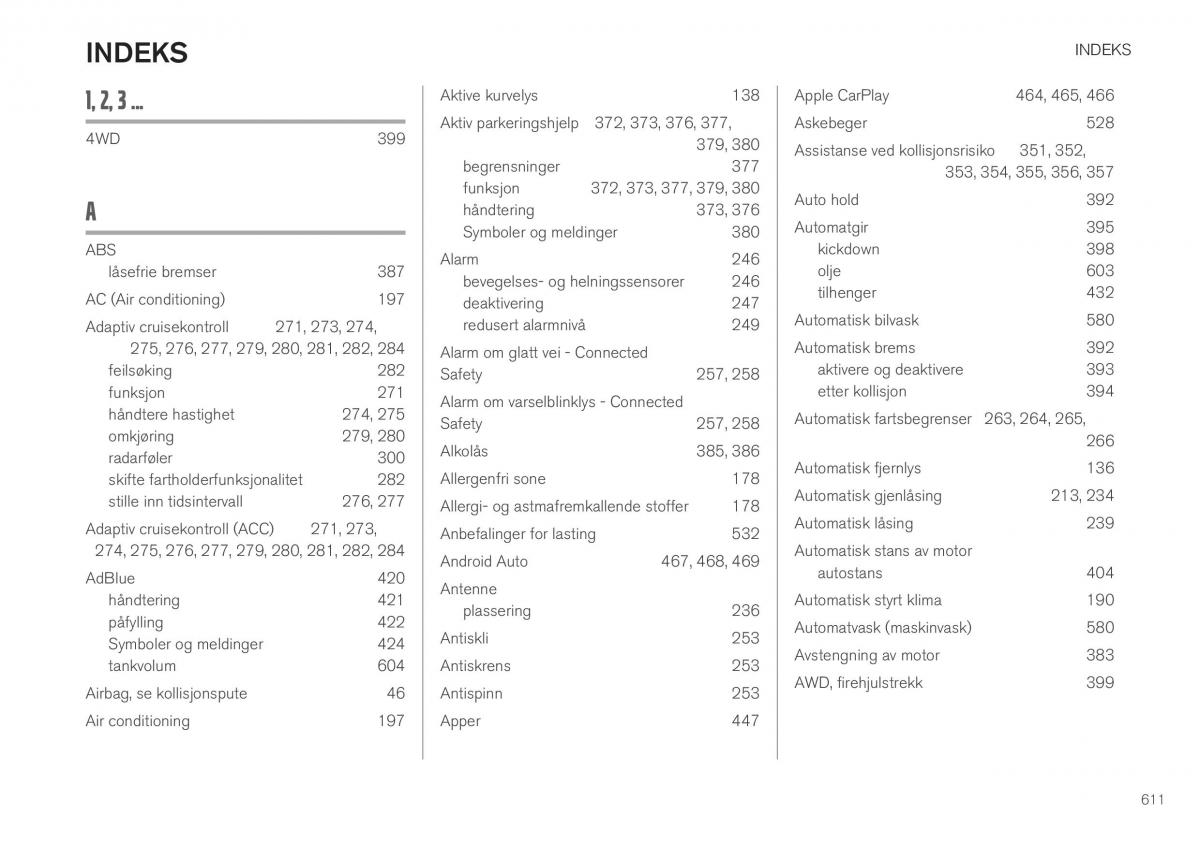 Volvo XC40 bruksanvisningen / page 613