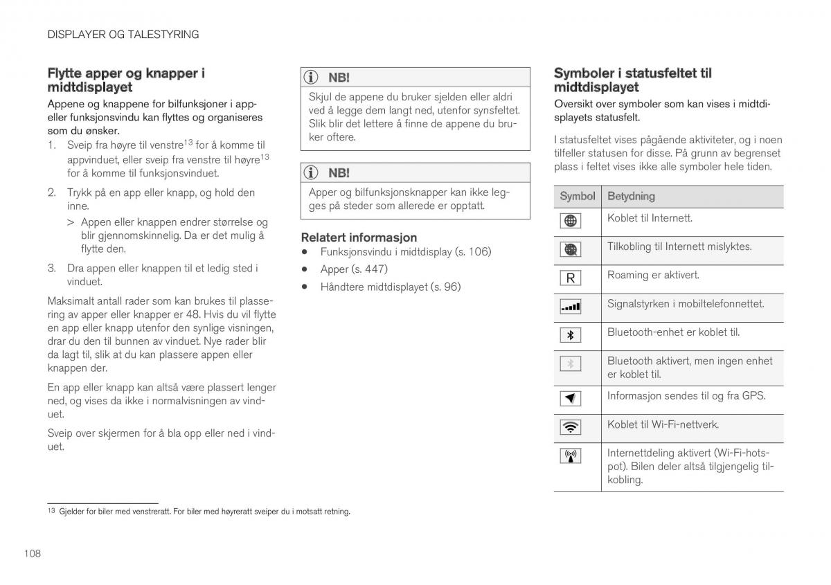 Volvo XC40 bruksanvisningen / page 110