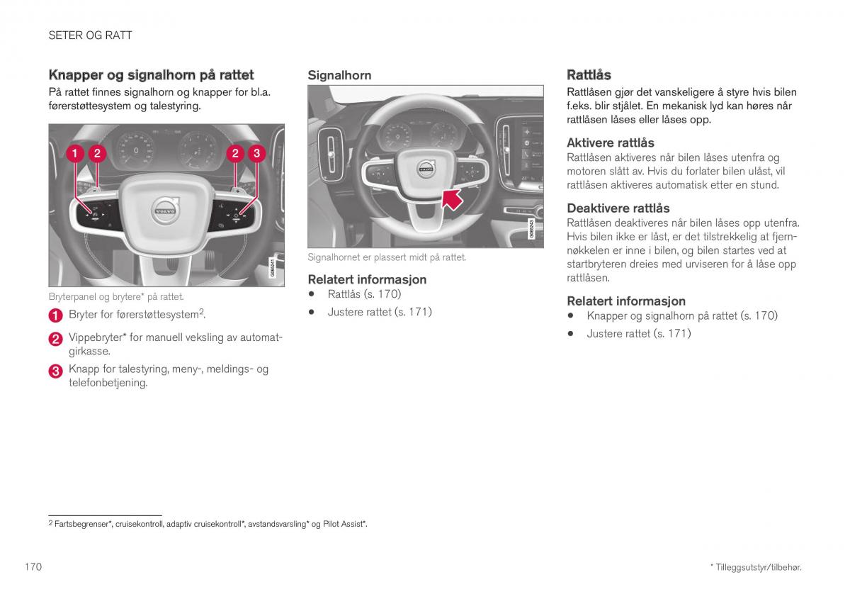 Volvo XC40 bruksanvisningen / page 172