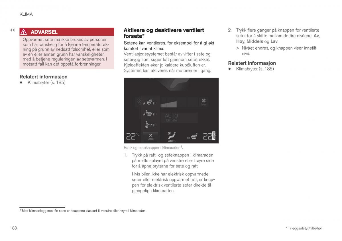 Volvo XC40 bruksanvisningen / page 190