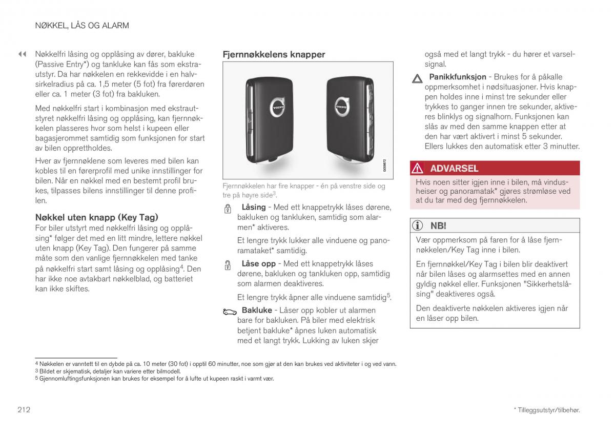 Volvo XC40 bruksanvisningen / page 214