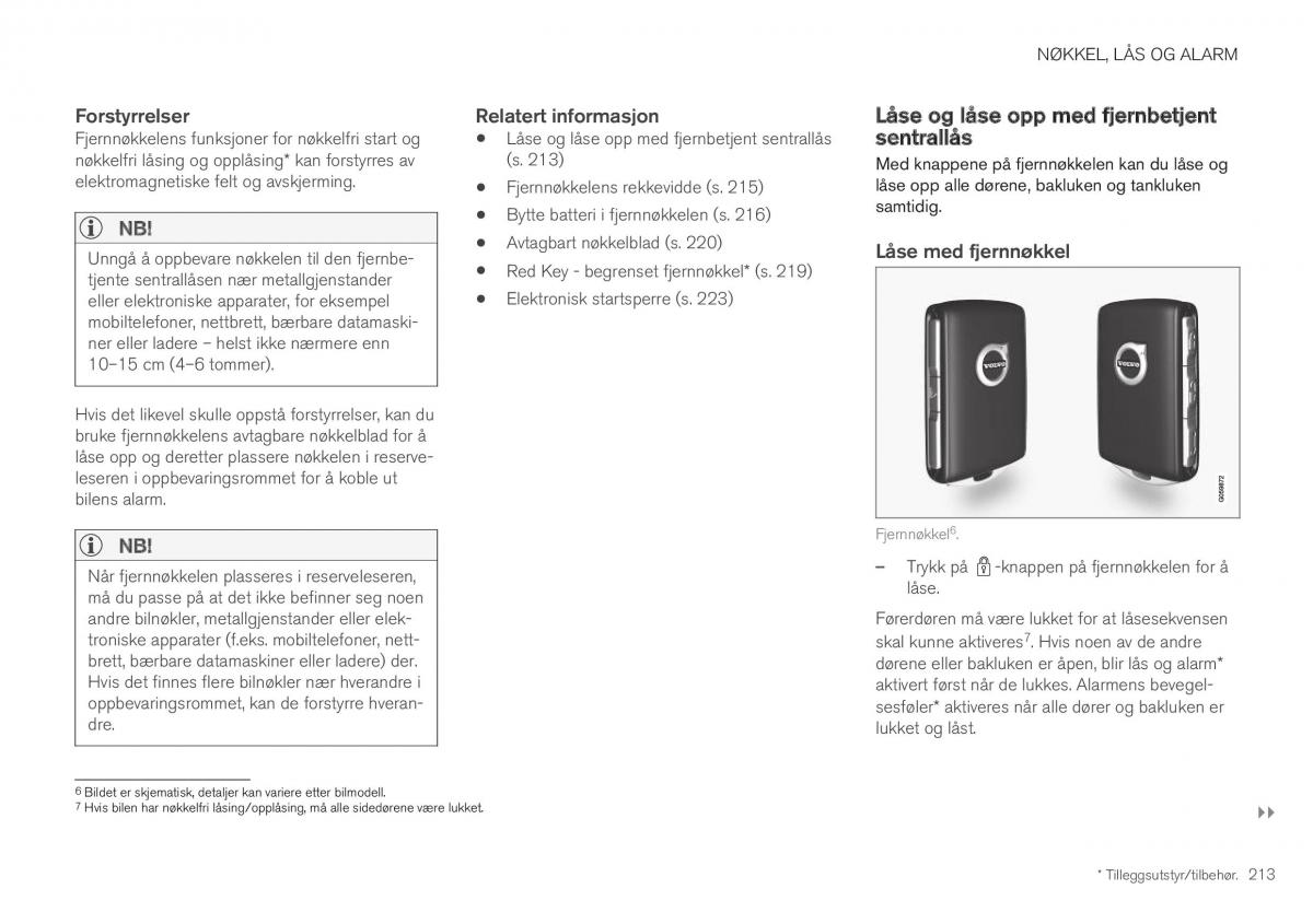 Volvo XC40 bruksanvisningen / page 215