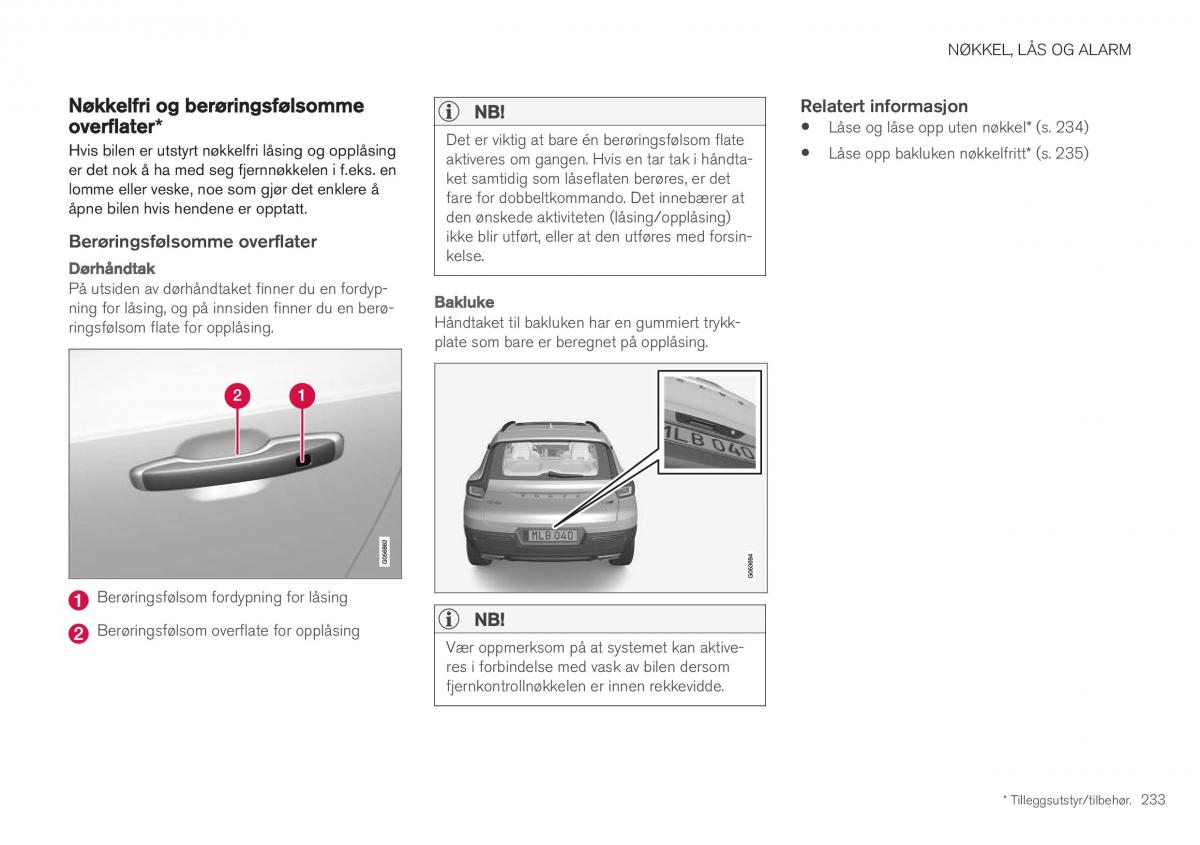 Volvo XC40 bruksanvisningen / page 235