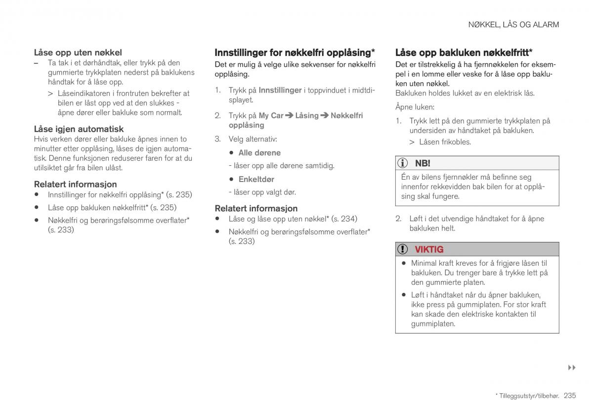 Volvo XC40 bruksanvisningen / page 237