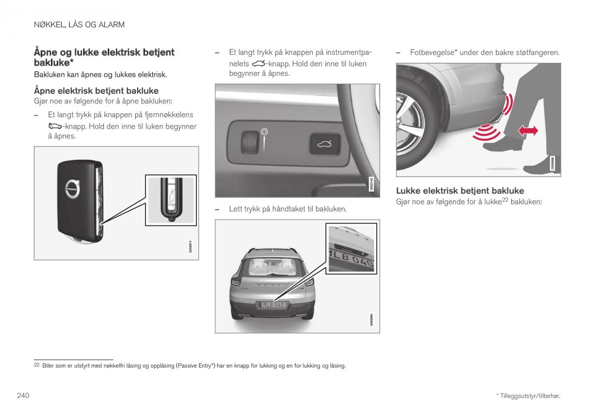 Volvo XC40 bruksanvisningen / page 242