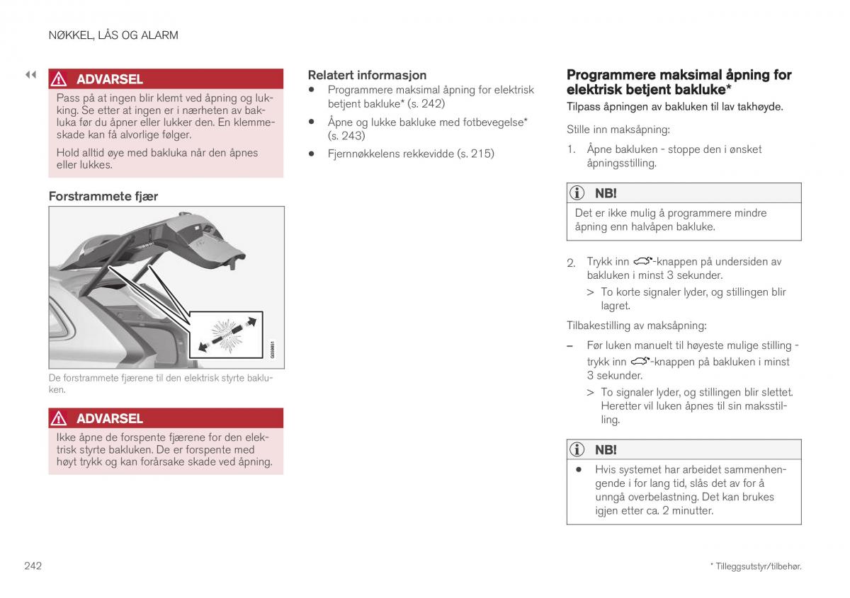 Volvo XC40 bruksanvisningen / page 244