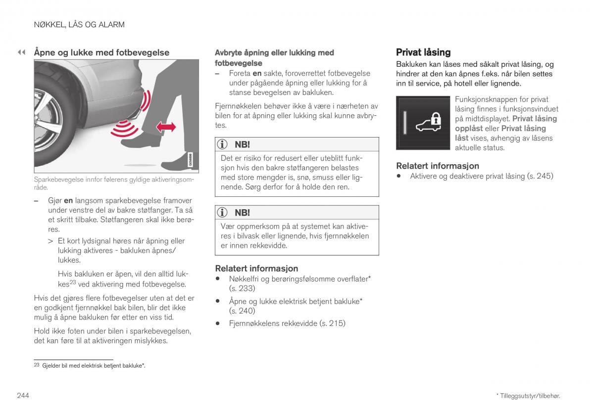 Volvo XC40 bruksanvisningen / page 246