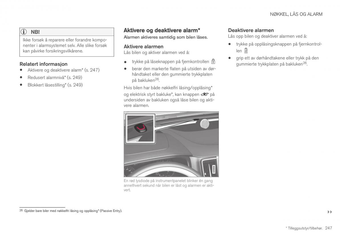 Volvo XC40 bruksanvisningen / page 249