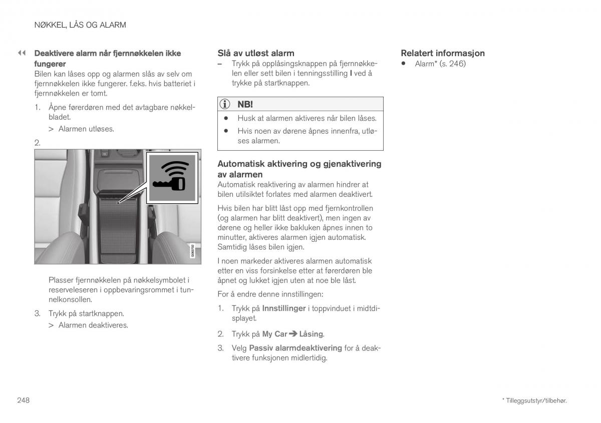 Volvo XC40 bruksanvisningen / page 250