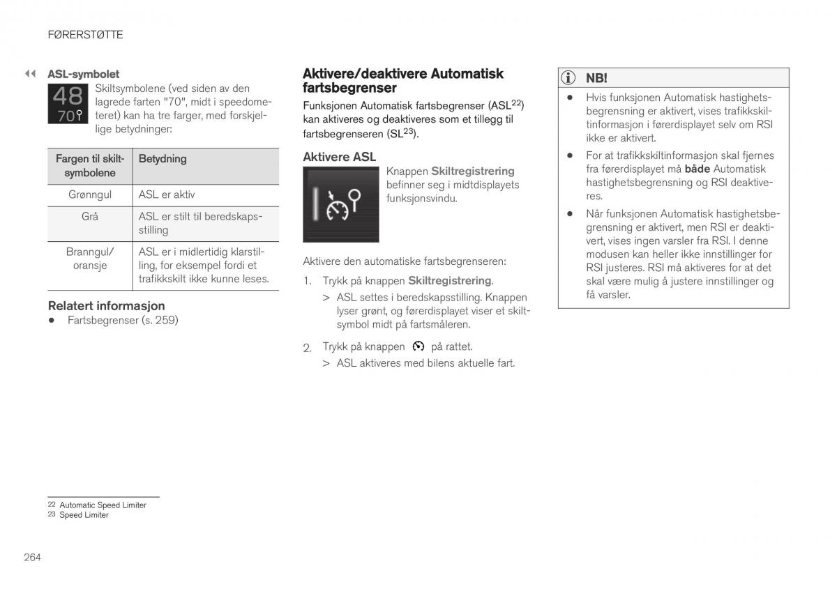 Volvo XC40 bruksanvisningen / page 266