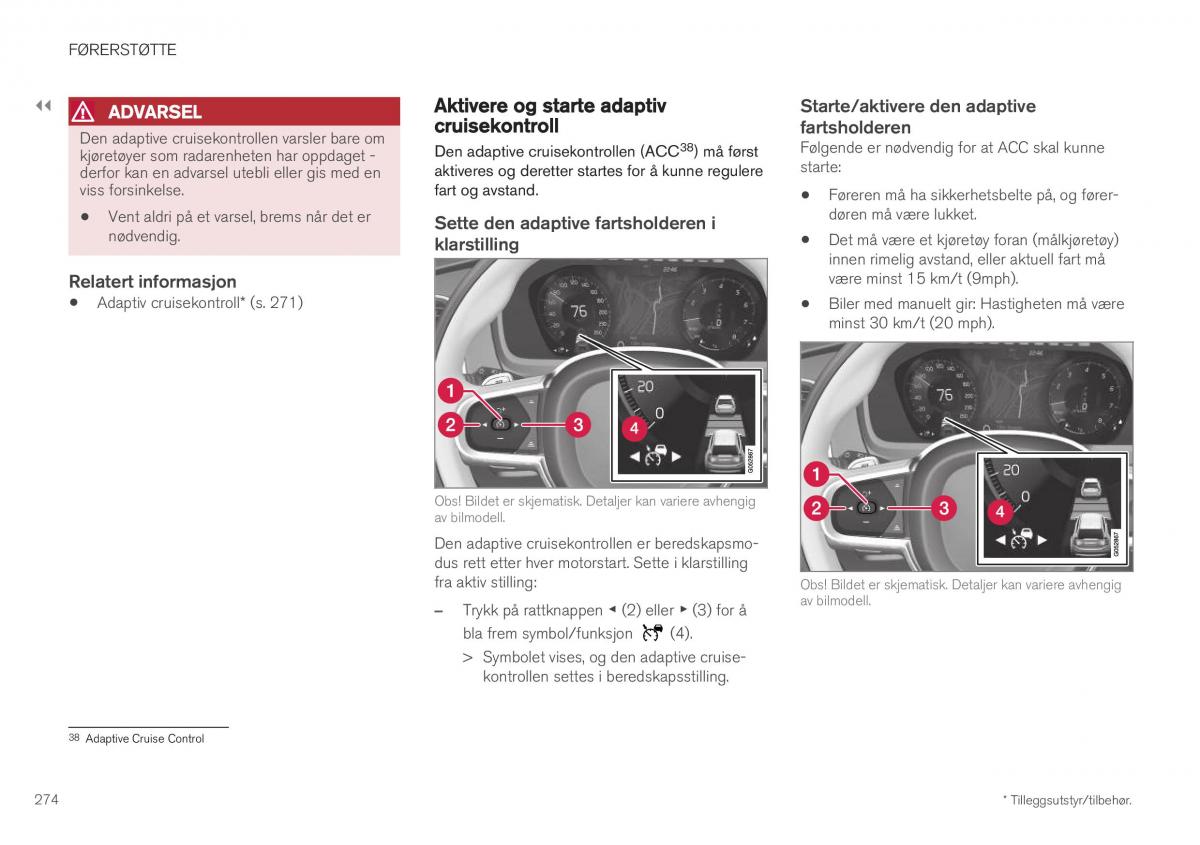 Volvo XC40 bruksanvisningen / page 276