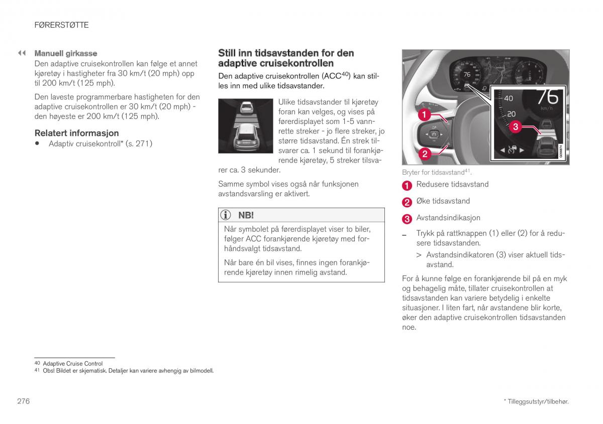 Volvo XC40 bruksanvisningen / page 278