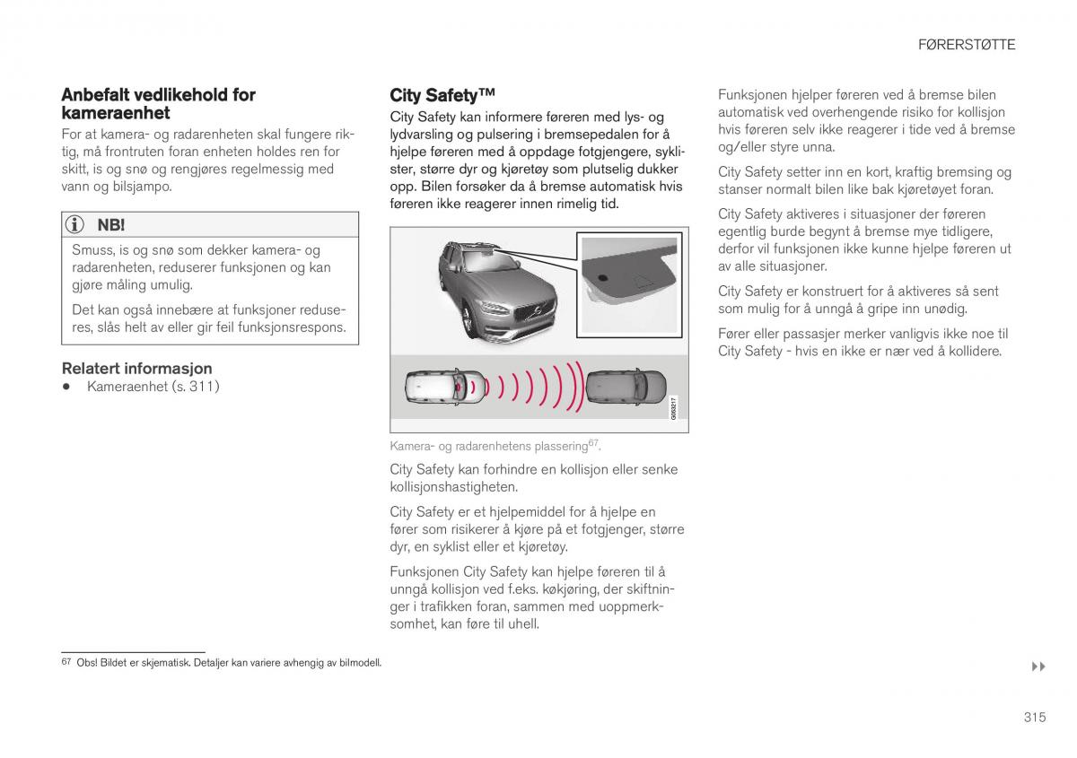 Volvo XC40 bruksanvisningen / page 317