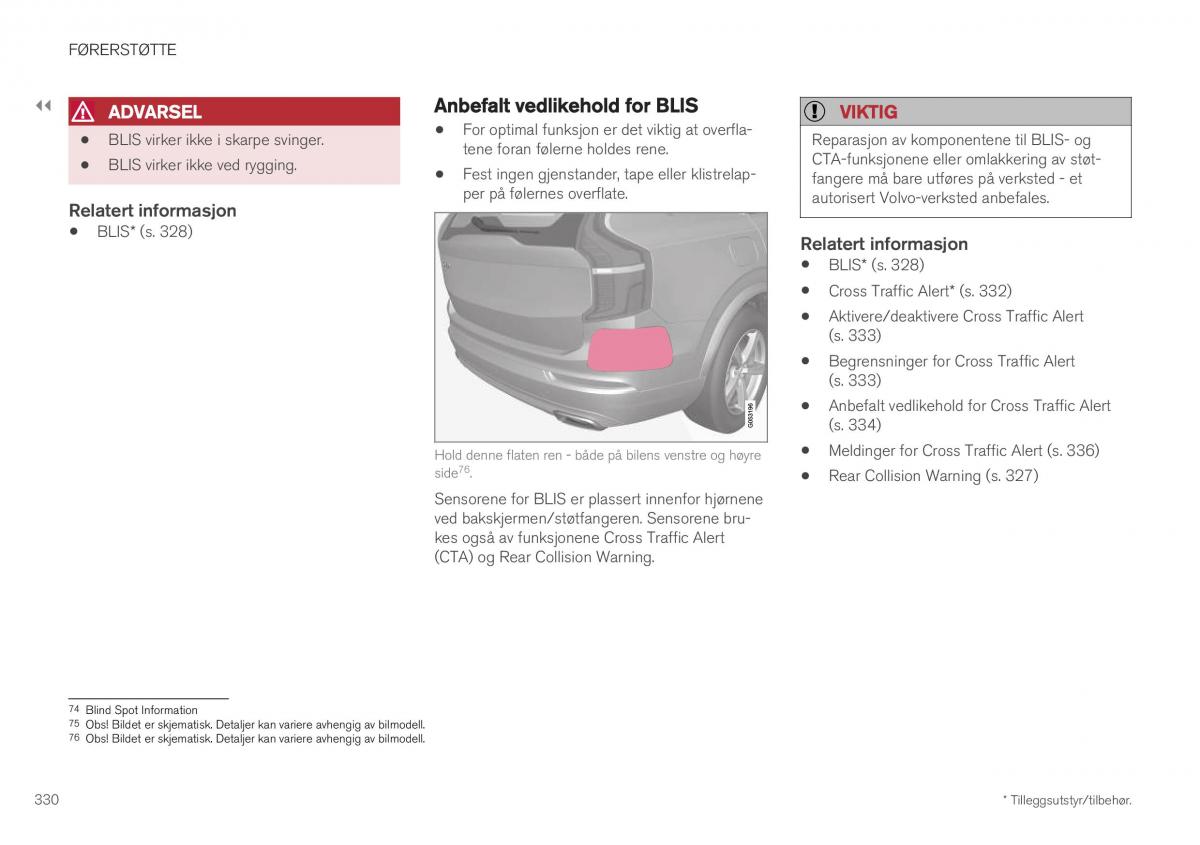 Volvo XC40 bruksanvisningen / page 332