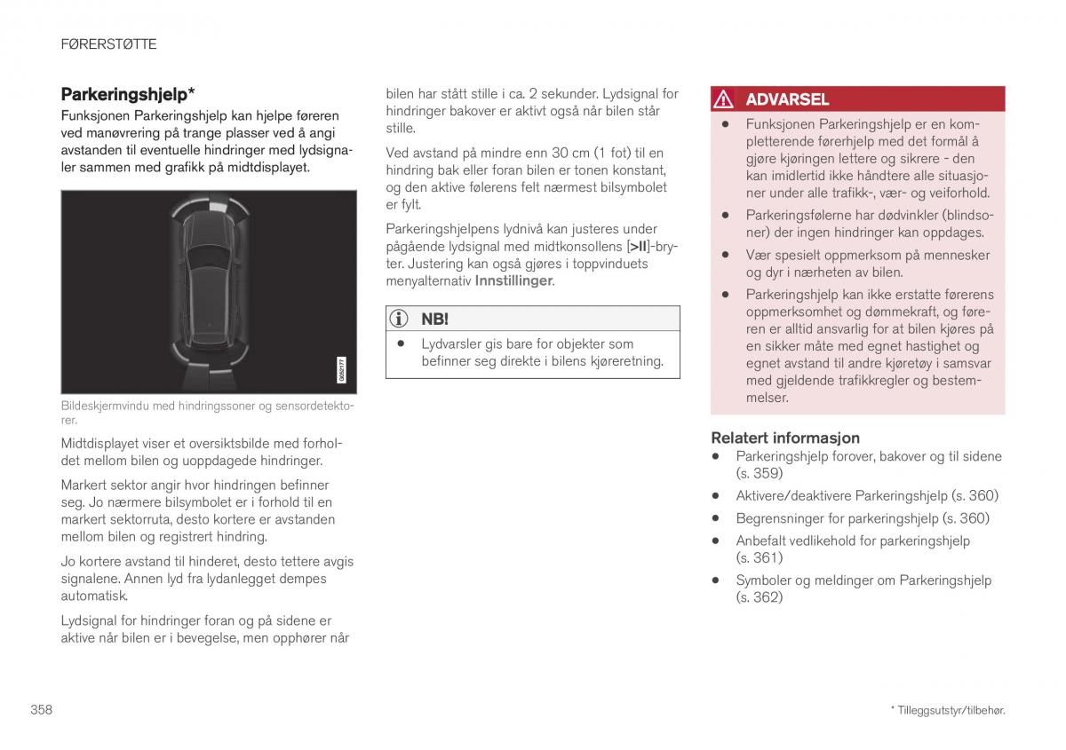 Volvo XC40 bruksanvisningen / page 360