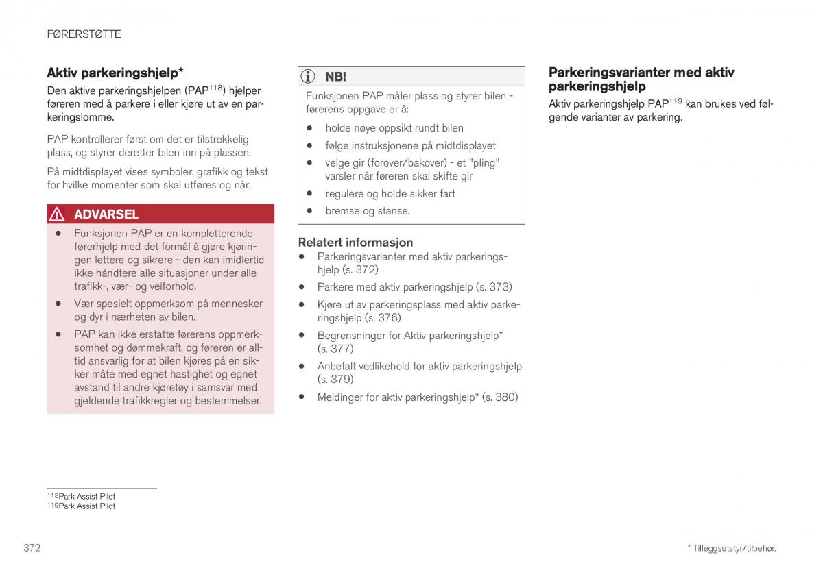 Volvo XC40 bruksanvisningen / page 374