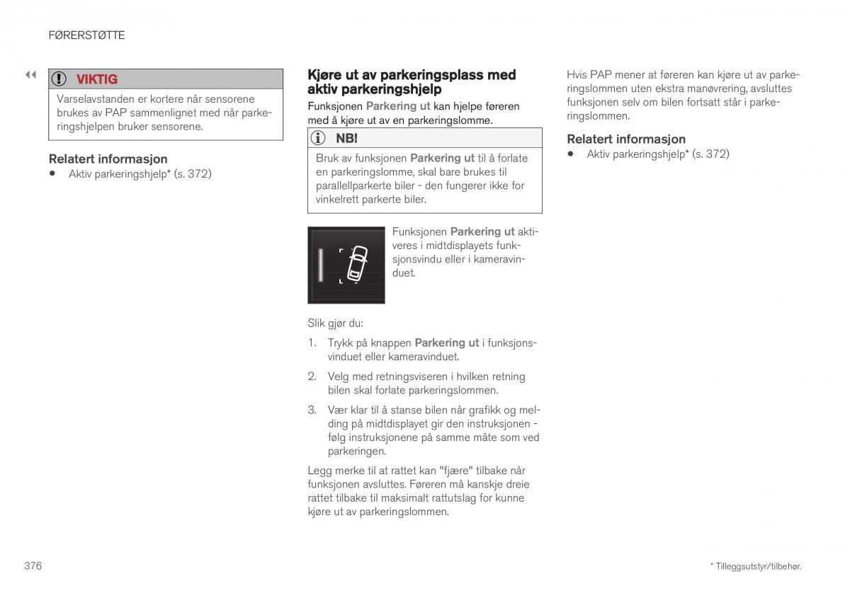 Volvo XC40 bruksanvisningen / page 378