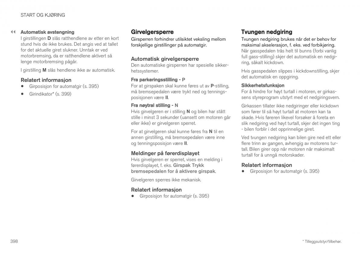 Volvo XC40 bruksanvisningen / page 400