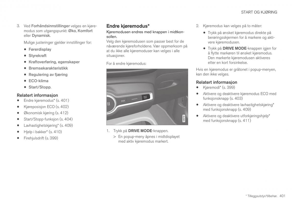 Volvo XC40 bruksanvisningen / page 403