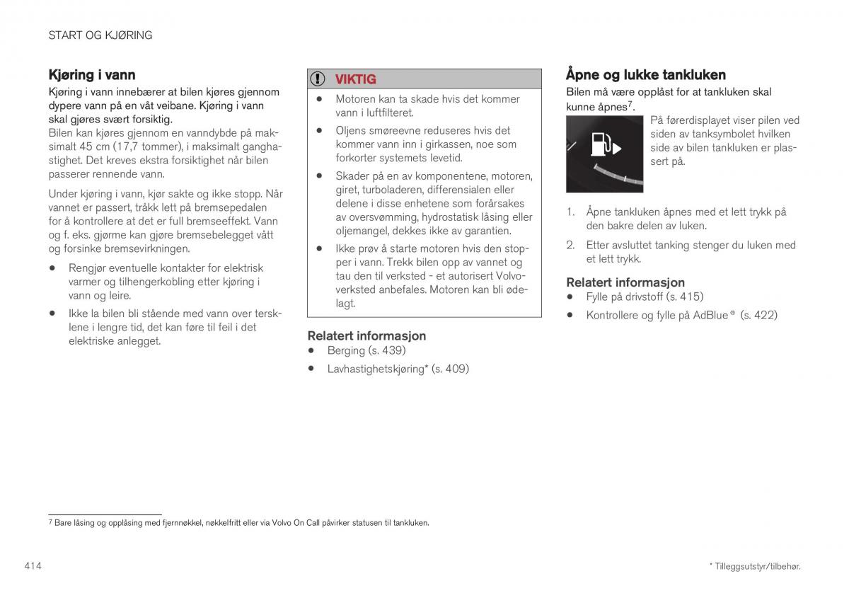 Volvo XC40 bruksanvisningen / page 416