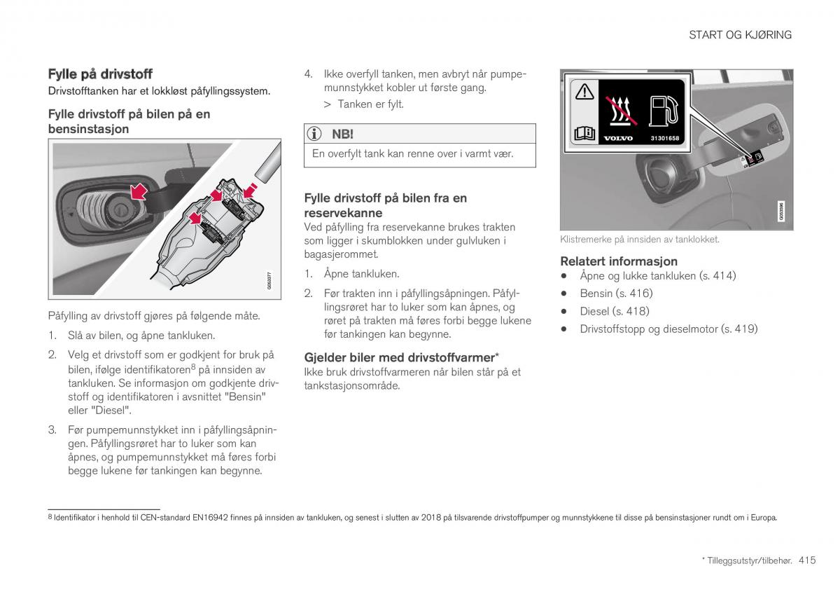 Volvo XC40 bruksanvisningen / page 417