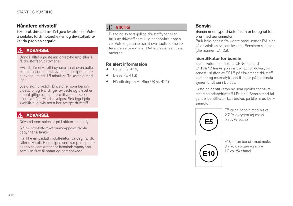 Volvo XC40 bruksanvisningen / page 418