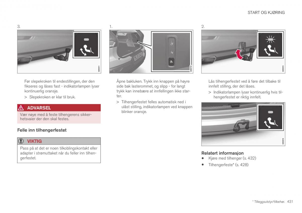 Volvo XC40 bruksanvisningen / page 433