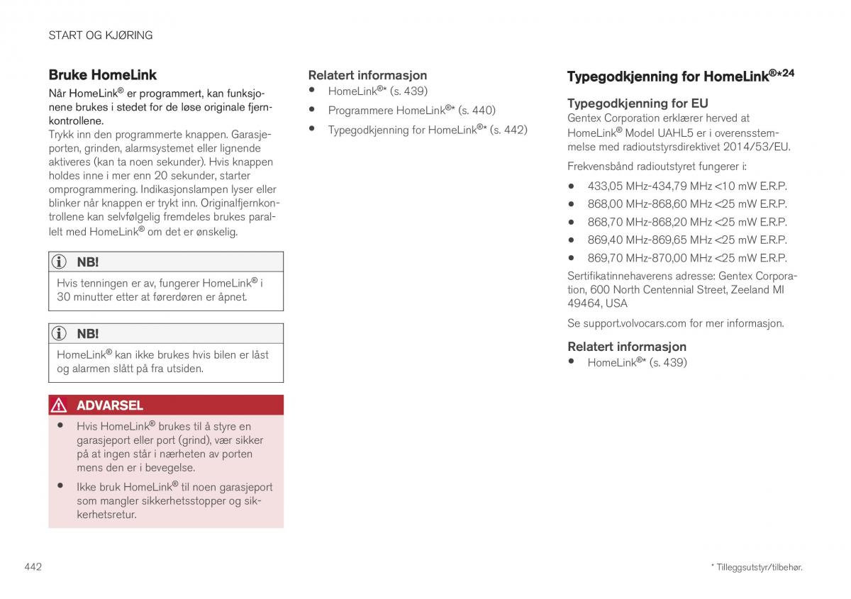 Volvo XC40 bruksanvisningen / page 444