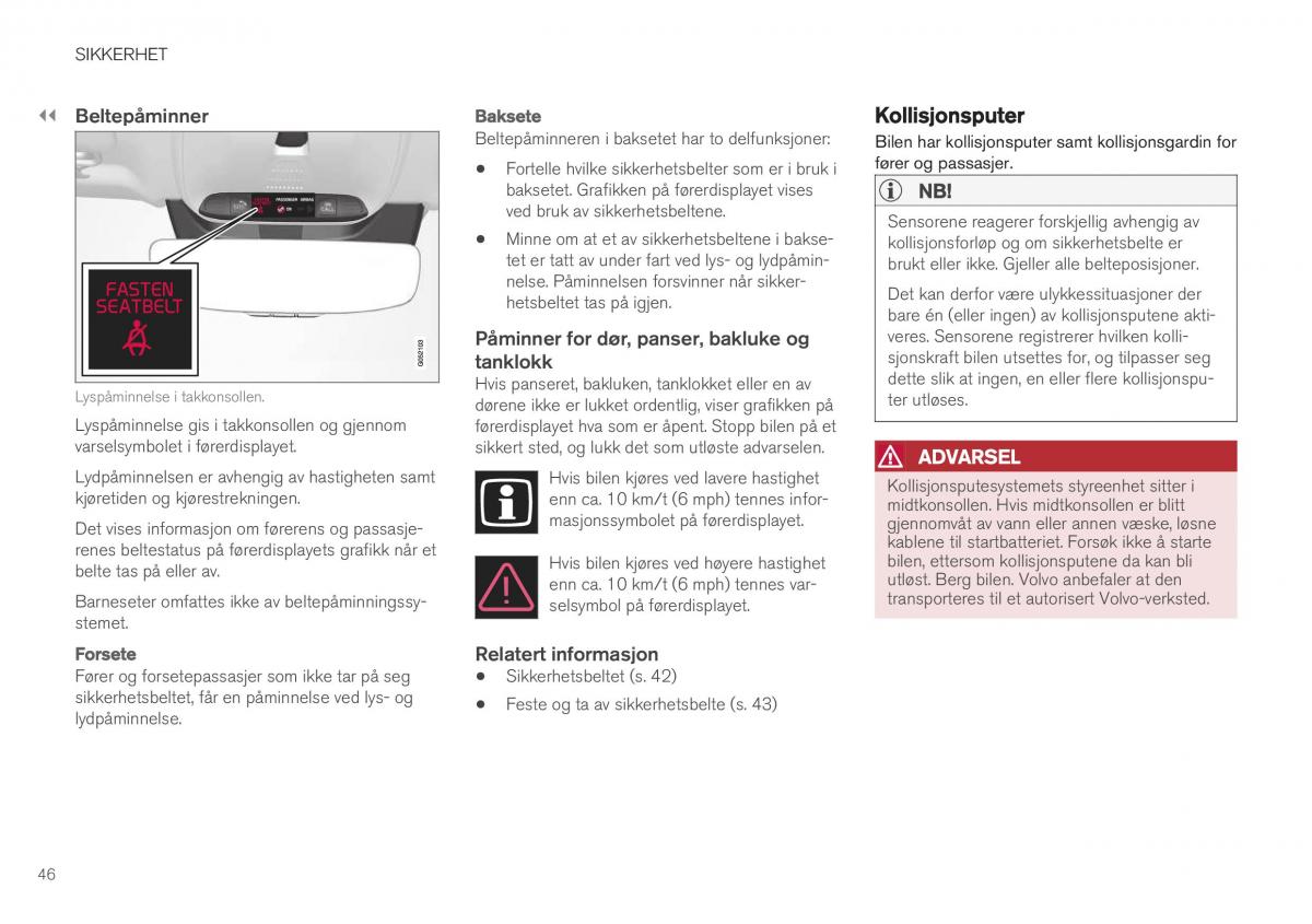 Volvo XC40 bruksanvisningen / page 48