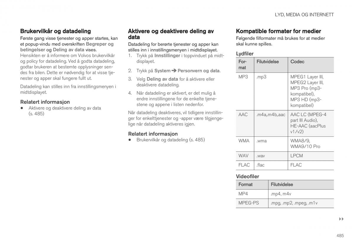 Volvo XC40 bruksanvisningen / page 487