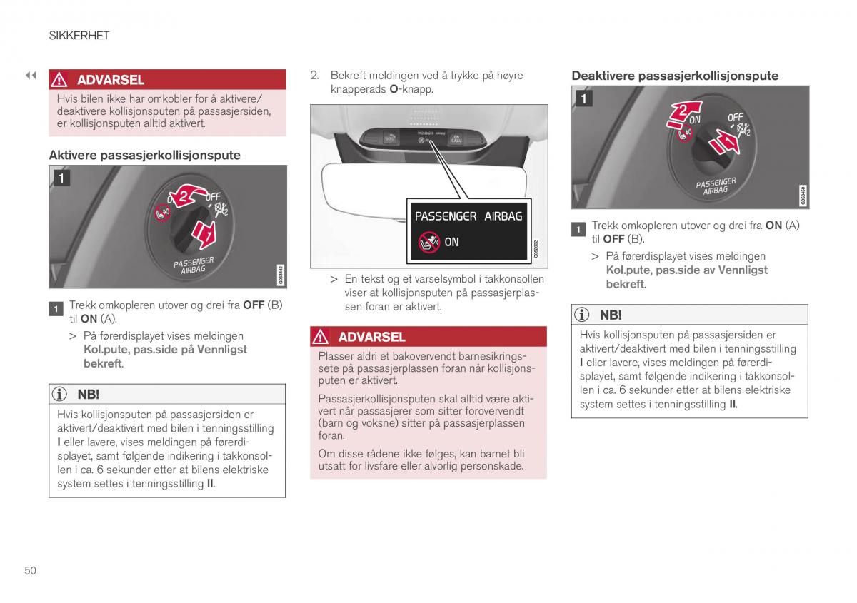 Volvo XC40 bruksanvisningen / page 52