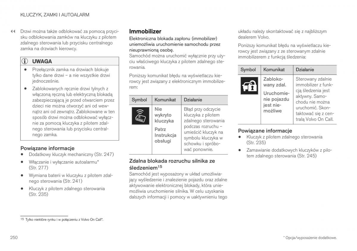 Volvo XC40 instrukcja obslugi / page 252