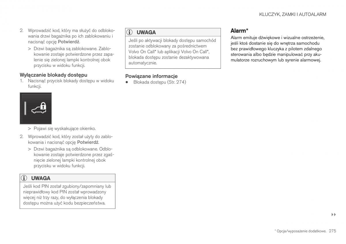 Volvo XC40 instrukcja obslugi / page 277