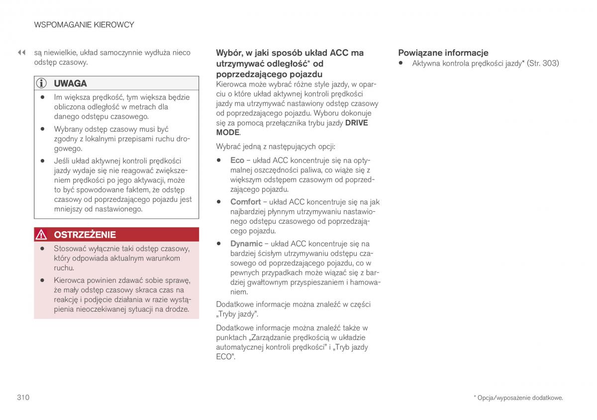 Volvo XC40 instrukcja obslugi / page 312