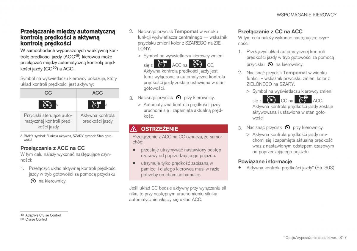 Volvo XC40 instrukcja obslugi / page 319