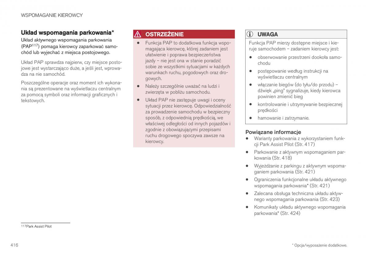 Volvo XC40 instrukcja obslugi / page 418