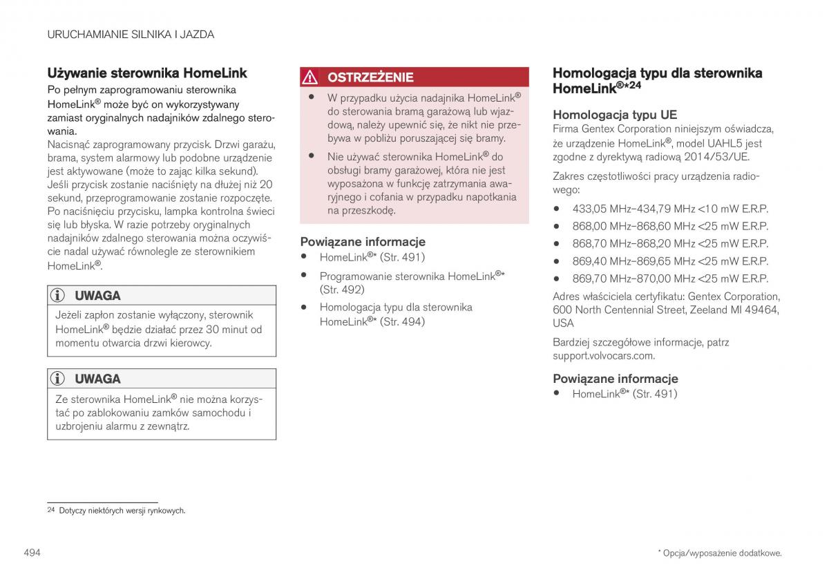 Volvo XC40 instrukcja obslugi / page 496