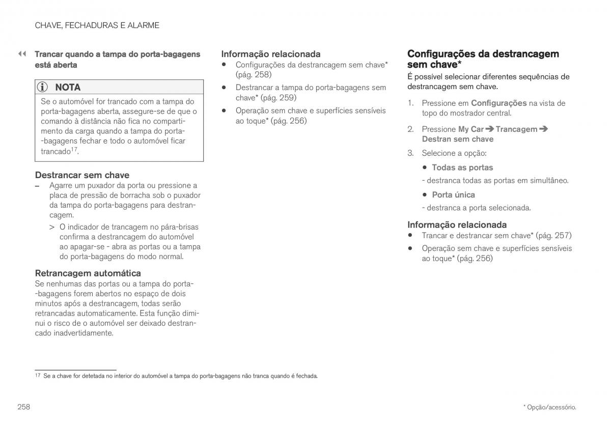 Volvo XC40 manual del propietario / page 260