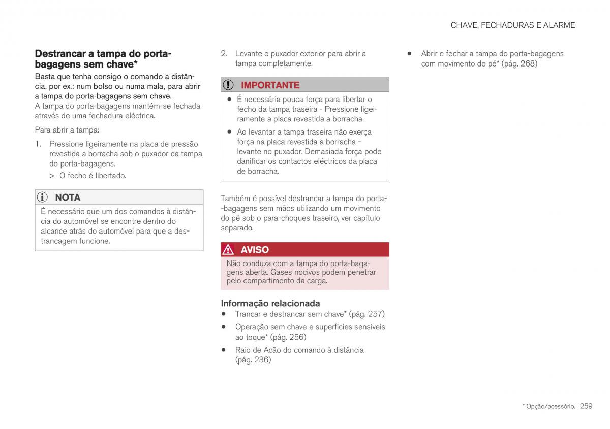 Volvo XC40 manual del propietario / page 261