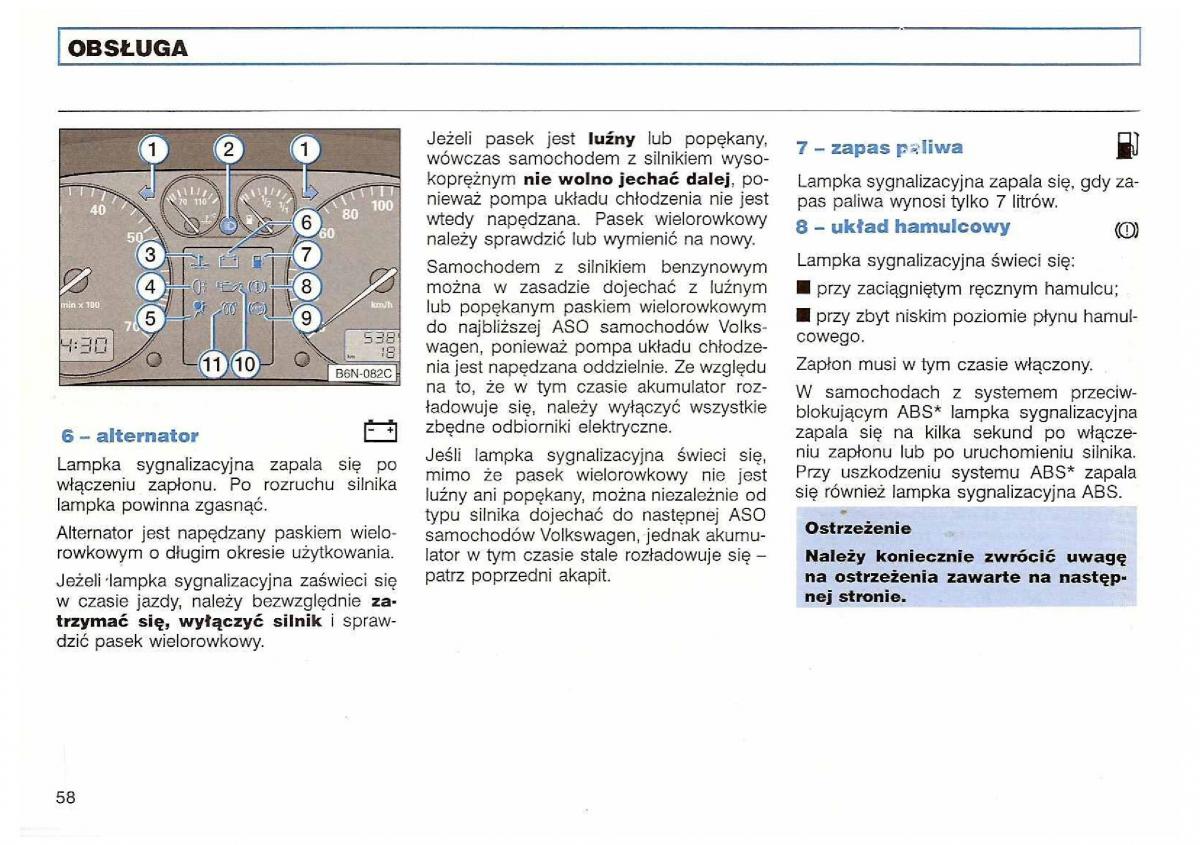 VW Polo III 3 instrukcja obslugi / page 60