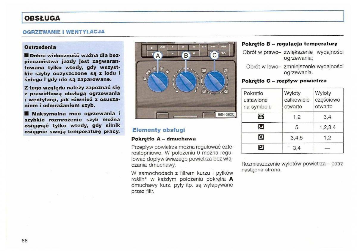 VW Polo III 3 instrukcja obslugi / page 68