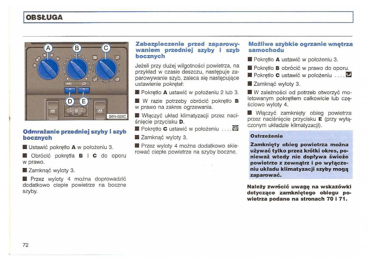 VW Polo III 3 instrukcja obslugi / page 74