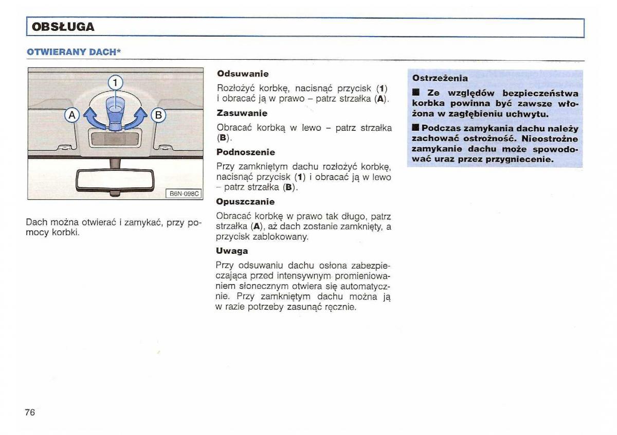 VW Polo III 3 instrukcja obslugi / page 78