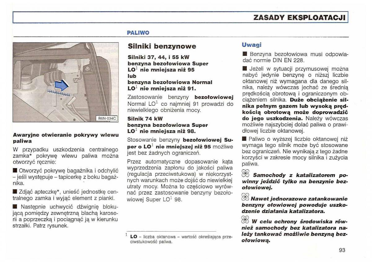 VW Polo III 3 instrukcja obslugi / page 95