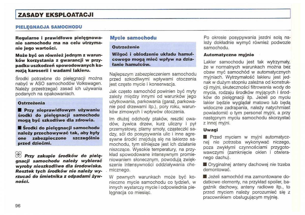 VW Polo III 3 instrukcja obslugi / page 98