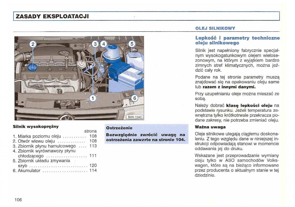 VW Polo III 3 instrukcja obslugi / page 108