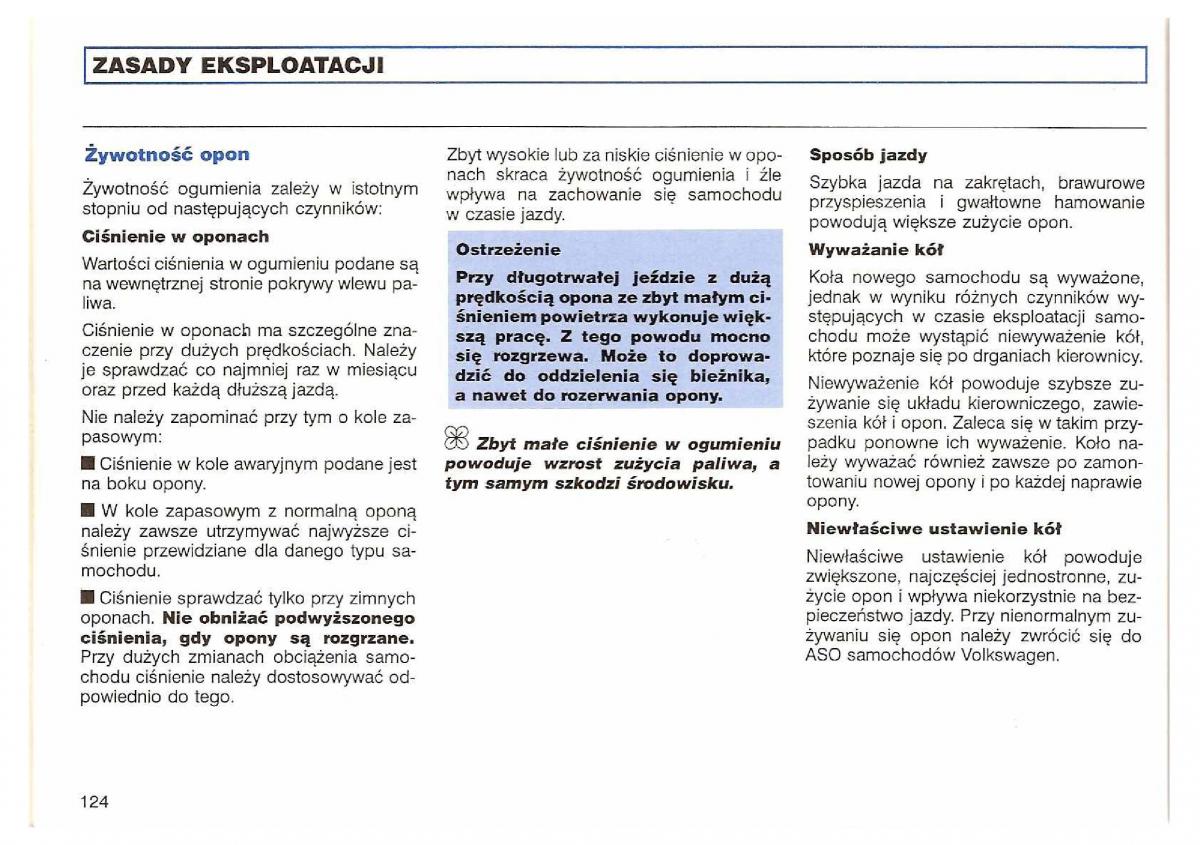 VW Polo III 3 instrukcja obslugi / page 126